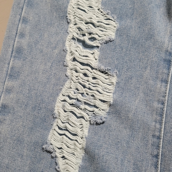 Cider Patchwork Distressed Boyfriend Denim Jeans Size L 15/29 Blue Boho - Picture 12 of 16